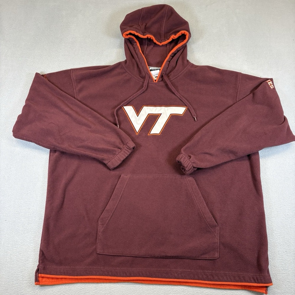 Y2K Columbia Virginia Tech Hokies Hoodie Mens XL Maroon Fleece Pullover VT